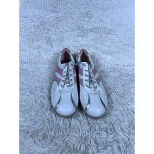 ECCO Golf Shoes Women's 39 Pink White Leather Arch Support Spiked Made Thailand